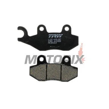 Brzdové destičky -TRW- MCB663, Honda CBF/NSR/VT Shadow/XL Varadero 75-250 1992-2013; Keeway Speed 125/150 2006; Kawasaki Eliminator/KLX/KVF/KX/Z 65-400 1997-2020; Kymco Agility/Dink/Grand Dink/Like/Movie/Pulsar/Quannon/Super9/Yager/Zing 50-250 1997-2019; 