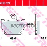 Brzdové destičky -TRW- MCB524, Yamaha RD80/125/250/350LC (1982-1984), SR125/250 (1996-1998), XJ550/650 (1983-1985), XS400 DOHC (1982-1984), XT500/600Z Tenere (1983-1989), XV250 Virago (1989-1994), XZ550 (1982-1984)