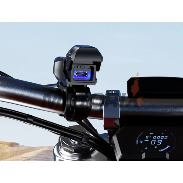 USB adaptér -4 RIDE- USB Type C, s držák pro řídítka 22mm - univerzální