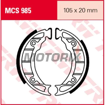 Brzdové čelisti -TRW- MCS985, 105x20mm, Piaggio/Vespa Free 1 50, Zip+Zip 50 (1993-1998)