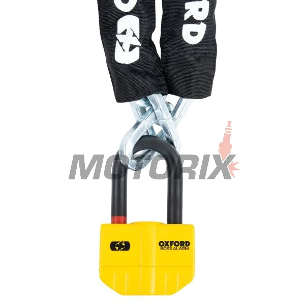 Řetěz se zámkem s alarmem -OXFORD- Boss Alarm 14mm + Chain 12mm x1.5m
