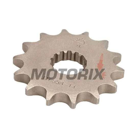 Přední pastorek -JT- JTF558,14, 14 zubů, Derbi GPR 125 2004-2008, Gilera SC 125 2006-2008, Kawasaki Z 125 2018-2020, Yamaha DT 125 1988-2006, DT 200 1988, TDR 125 1989-2002, TZR 125 1993-2000, TZR 80 1996, XVS 125 2000-2004