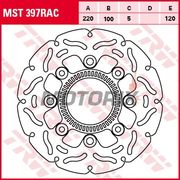 Brzdový kotouč -TRW- MST397RAC, 220mm, Kawasaki ER-6F/ER-6N + Versys 650 ABS (2006-2011)
