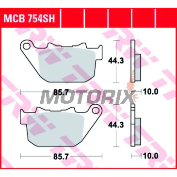 Brzdové destičky -TRW- MCB754SH, Harley-Davidson XL Sportster 883/883C Custom/883R/883N Iron/1200C Custom/1200R Roadster/1200L Low/1200N Nightster/1200X Forty Eight/1200V Seventy Two (2004-2013), XR 1200X Sportster (2010)