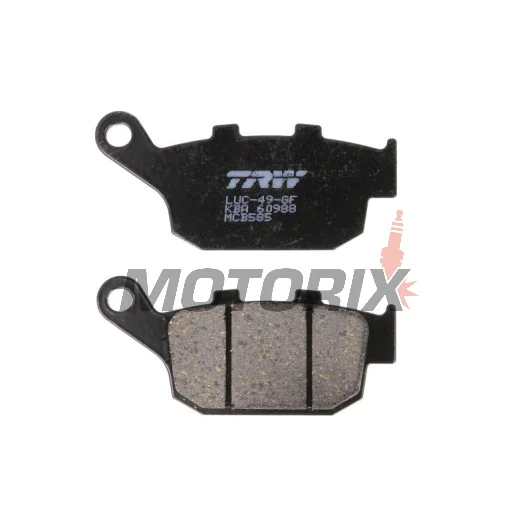 Brzdové destičky -TRW- MCB585, Buell Blast, M2, S3, X1, XB12R/S/SS, XB9S 1998-2009; Honda CB, CBR, FMX, NC, NSR, NT/NTV, NX, XL/XRV 1986-2015; Triumph Daytona, Street Triple, Tiger 2000-2020; Yamaha XJ6 2009-2012