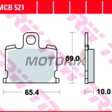 Brzdové destičky -TRW- MCB521, Yamaha RD 50/80MX/250LC/350LC, RX80SE, XJ550/750 Seca, XS1100S, XV1000SE Midnight Special (1981-1985)
