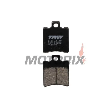 Brzdové destičky -TRW- MCB674, Aprilia SR, Scarabeo, Leonardo, Rally; Benelli 491, Velvet, Adiva; Gilera NRG, Runner, Stalker; Honda SH, SFX, X8R; Malaguti F10, F12 Phantom, Ciak; Yamaha Aerox, Jog, Neos, BWS