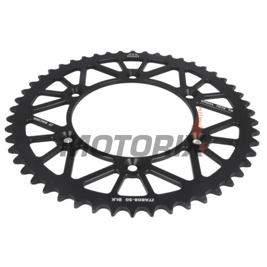 Zadní rozeta -JT- JTA808,50BLK, 50 zubů, černý, hliníkový, Kawasaki KLX 400 2003, Suzuki DR 350 1990-1999, DR-Z 250 2001-2007, DR-Z 400 2000-2017, RM 100 1979-1982, RM 125 1983-2012, RM 250 1987-2012, RM-X 250 1989-2001, RM-X 450 2010-2019