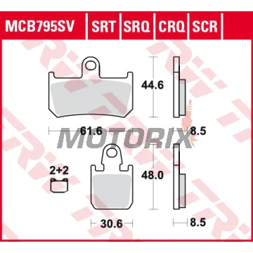 Brzdové destičky -TRW- MCB795SV, Yamaha FZ1 1000N/MT-01 1700/VMX V-Max 1700/YZF-R1 1000 (2004-2016)