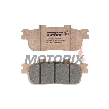 Brzdové destičky -TRW- MCB800SRM, sintrované, Daelim ET/QL/S3/S300/VL (2005-2022); E-Ton VXL (2006); Peugeot LXR 125 (2010-2014); SYM HD/HD2/Joymax/Joyride/Citycom (2001-2022); TGB X-Motion 125-300 (2008-2022)
