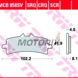 Brzdové destičky -TRW- MCB858SCR, závodní, Aprilia RSV4 1000, BMW S1000RR HP4, Ducati Panigale 1199/1299, Kawasaki H2 & ZX-10R, KTM RC8 1190 & Super Duke 1290, MV Agusta F4/F3, Suzuki Hayabusa & GSX-R 1000, Triumph Daytona 675 & Speed Trip