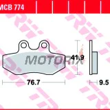 Brzdové destičky -TRW- MCB774, Gilera Runner 125FX/180FXR/180VXR/200VXR (1999-2005), MBK XC 125 Flamex(2005), Peugeot Elyseo 125 (2003), Piaggio Beverly 125/125GT (2002-2005), Yamaha Cygnusx125 (2004-2009)