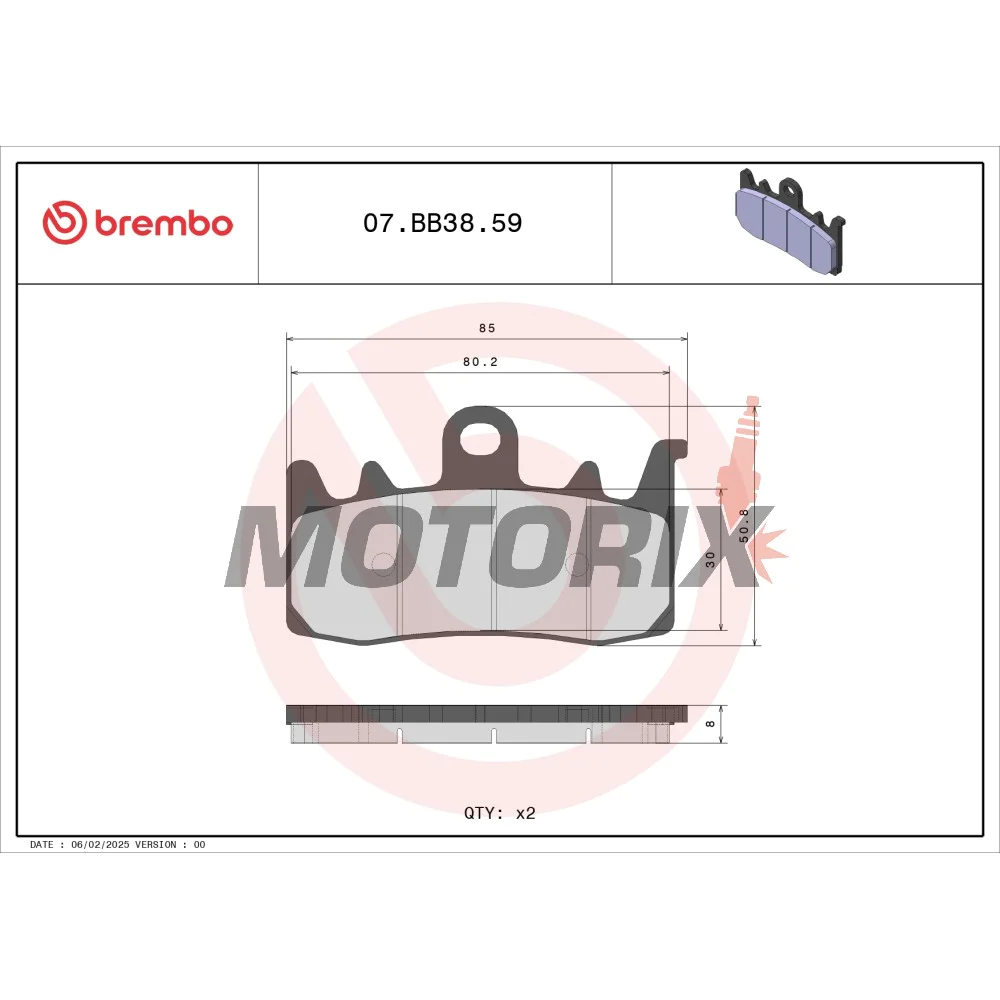 Brzdové destičky -BREMBO- 07BB3859, BMW G310/Ducati 939-1262/Triumph Tiger 1215
