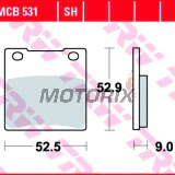 Brzdové destičky -TRW- MCB531, Kawasaki Z, ZR, ZRX, ZX, ZX-12R, ZX-7R, ZXR, ZZR 1979-2006; Suzuki GS, GSF, GSX, GSX-R, RF, RG, RGV, SV, TL, VX 1983-2011