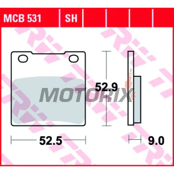 Brzdové destičky -TRW- MCB531SH, Kawasaki Z, ZR, ZRX, ZX, ZX-12R, ZX-7R, ZXR, ZZR 1979-2006; Suzuki GS, GSF, GSX, GSX-R, RF, RG, RGV, SV, TL, VX 1983-2011