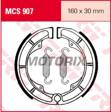 Brzdové čelisti -TRW- MCS907, 160x30mm, Suzuki DR 750S Big (1988), GN 250 (1983-1997), GR 650X (1985-1989), GS 450E (1988), LS 650 Savage/650F/650P (1986-2000), LT-A 400F Eiger 2x4 Automatic/Eiger (2002-2007), LT-F 400 Eiger 2x4/400F Eiger 4x4