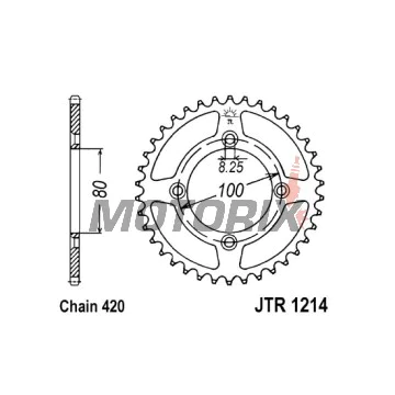 Zadní rozeta -JT- JTR1214,49, 49 zubů, ocelový, Honda CR 50 1984, CR 60 1985-1986, CR 80 1982-1984, CRF 110 2013-2021, CRF 70 2004-2012, CRF 80 2004-2013, XR 70 1997-2003, XR 80 1985-2003