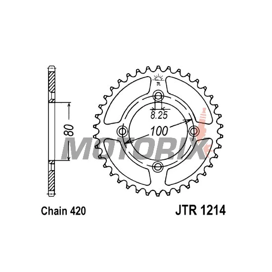 Zadní rozeta -JT- JTR1214,36, 36 zubů, ocelový, Honda CR 50 1984, CR 60 1985-1986, CR 80 1982-1984, CRF 110 2013-2021, CRF 70 2004-2012, CRF 80 2004-2013, XR 70 1997-2003, XR 80 1985-2003