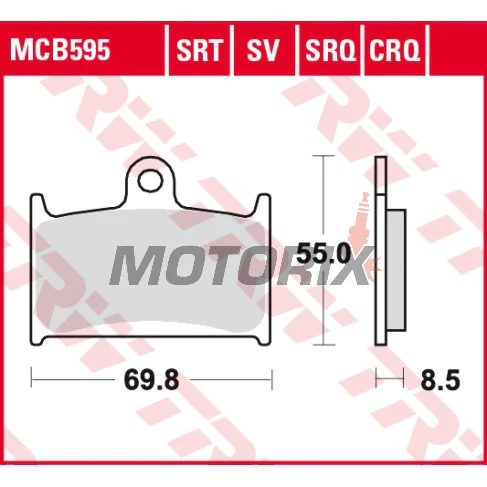 Brzdové destičky -TRW- MCB595SV, Suzuki GSX-R 400/750/1100 (1988-1995), Triumph Daytona, Rocket III, Speed Triple, Sprint, Thunderbird, Tiger, Trophy (1991-2016), Yamaha TZ250 (1990-2001)