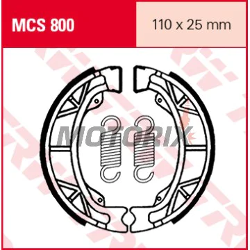 Brzdové čelisti -TRW- MCS800, 110x25mm, Aprilia SR/Rally/Sonic, Honda SH/SFX/DAX, Kymco Agility/Dink/Top Boy, Malaguti F10/F12, Peugeot Ludix/Speedfight/Trekker/Vivacity, Piaggio NRG/Zip (1966-2015)