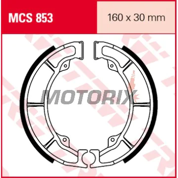 Brzdové čelisti -TRW- MCS853, 160x30mm, Kawasaki EL Eliminator, ER/EX Ninja 500, GPZ, KLF Bayou, W650/W800, Z/ZL/ZR series (1978-2017)