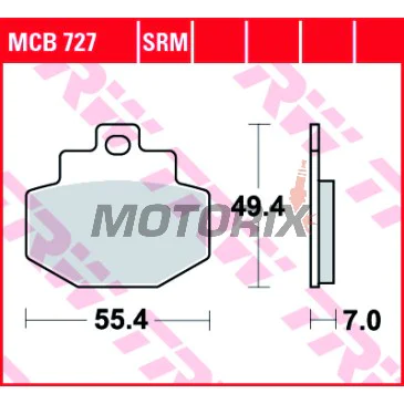 Brzdové destičky -TRW- MCB727SRM, sintrované, Benelli Adiva 125/150 (1999-2005), Gilera Runner 125/180/200 (2001-2013), Vespa/Piaggio DNA, GT, GTS, GTV, GTX, Hexagon, Granturismo 125/150/200/300 (2000-2016)