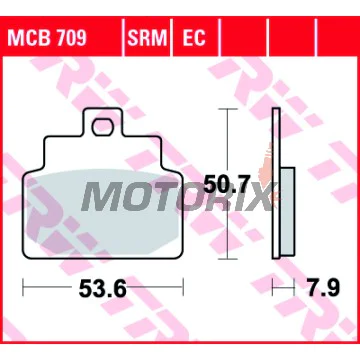 Brzdové destičky -TRW- MCB709, Aprilia Compay/Habana/Mojito 125 2000-2010; Aprilia Leonardo/SR 125-150 1999-2005; Aprilia Scarabeo 50-100 2000-2009