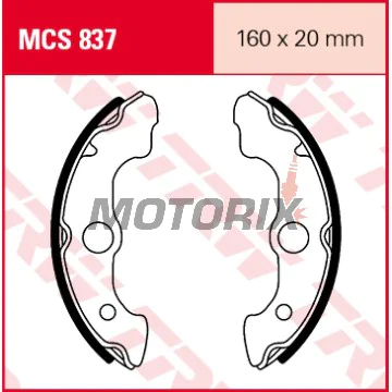 Brzdové čelisti -TRW- MCS837, 160x30mm, Honda TRX Fourtrax 70/300FW/350/400 Rancher-Foreman/450 Foreman/500FA/650 Rincon (1986-2009)