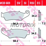 Brzdové destičky -TRW- MCB669RSI, Aprilia MXV/RXV, Beta RR, Gas Gas EC/FSE/FSR/MC, Honda CR/CRF/XR/XL, Kawasaki KDX/KLX/KX, Suzuki DR-Z/RM/RM-Z, Yamaha WR/YZ/XT (1993-2020)