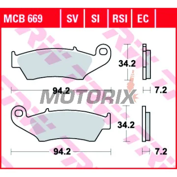 Brzdové destičky -TRW- MCB669SV, Aprilia MXV/RXV, Beta RR, Gas Gas EC/FSE/FSR/MC, Honda CR/CRF/XR/XL, Kawasaki KDX/KLX/KX, Suzuki DR-Z/RM/RM-Z, Yamaha WR/YZ/XT (1993-2020)