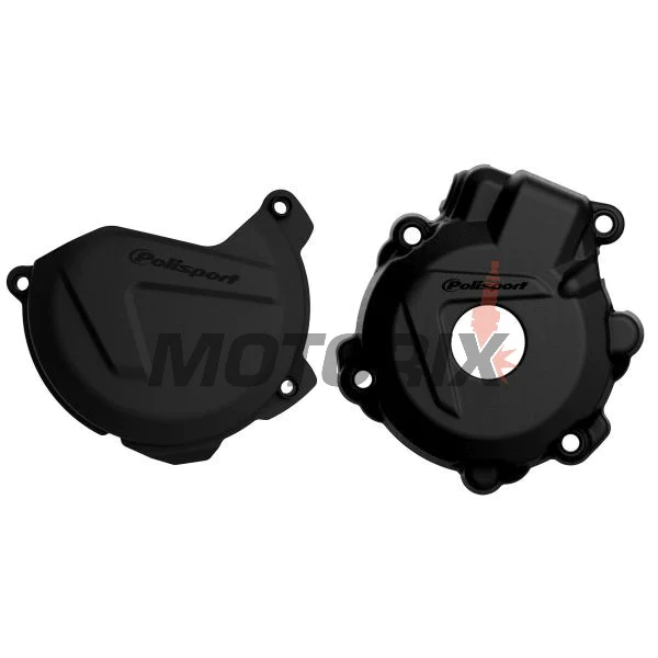 Sada chráničů víka spojky a víka statoru -POLISPORT- černé, KTM EXC-F, XCF-W 250/350 2014-2016