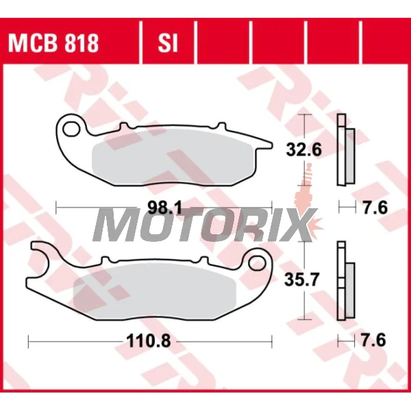 Brzdové destičky -TRW- MCB818, Derbi Mulhacen 125, Terra 125/125 Adventure, Honda CRF250L, CRF250M