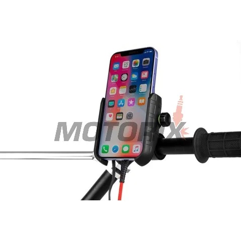 Držák telefonu -4 RIDE- s bezdrátové nabíječka + USB C, antivibrační - univerzální
