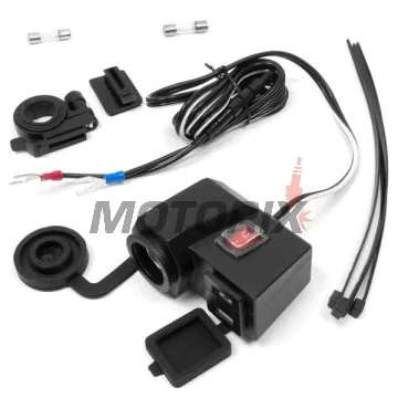 USB adaptér se zapalovačem -4 RIDE- 12V, 2xUSB (3.1A) + voltmetr - univerzální