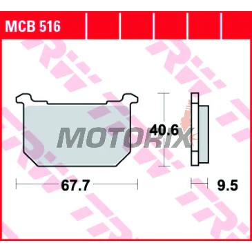 Brzdové destičky -TRW- MCB516, Kawasaki GPZ 400 (1983-1984), GT 750 (1982-1996), KZ 1000 (1982-1990), Z 250/440/550GP/750/1000A/1100GP-ST (1980-1985)