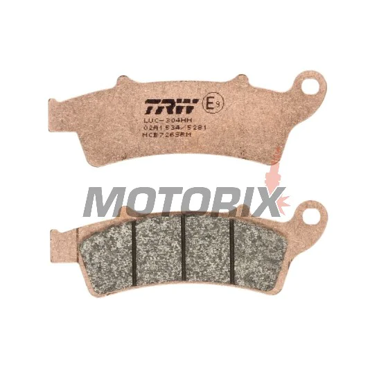 Brzdové destičky -TRW- MCB726SRM, sintrované, Aprilia Atlantic/Scarabeo/Sportcity (125-500, 2003-2015); Kymco People 125i GT; Malaguti Madison 250/400; Peugeot Elyseo 125; Piaggio Beverly 350