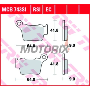 Brzdové destičky -TRW- MCB743SI, BMW G450X, Husaberg FE/TE, Husqvarna CR/FC/FE/FS/SM/SMR/TC/TE/WR, KTM EXC/EXC-F/SX/SX-F/XC/XC-F/XC-W 125-560 (1998-2020)