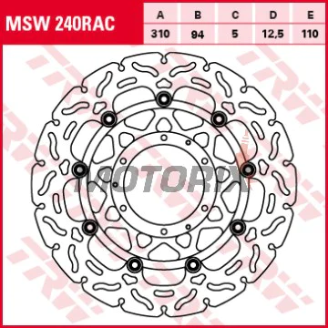 Brzdový kotouč -TRW- MSW240RAC, 310mm, Honda CB1000R/RA ABS, CB1300/S/SA ABS, CBR600RR ABS, CBR1000RR Fireblade (2003-2016)