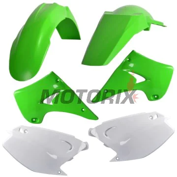 Sada plastů -POLISPORT- zelené/bílé, KAWASAKI KX 125/250 2003-2008