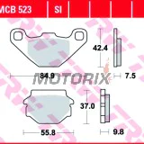 Brzdové destičky -TRW- MCB523, Aprilia RX 125, Tuareg 350/600, Husaberg FE600, MC350, Husqvarna TE350/510, WR240/250, CR125/250, Kawasaki GPZ305/500, KLR250/600/650, KLE250/500, KMX125/200, ZX-7R 750, KTM Duke 400, MX125/250/500/600, Suzuki GN125, TU125