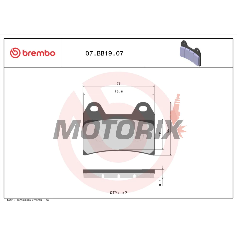 Brzdové destičky -BREMBO- 07BB1907, Aprilia/BMW/Ducati/KTM/Moto Guzzi/Yamaha/Suzuki/Husqvarna/Benelli/Cagiva/MV Agusta 250-1200cc (1990-2010)