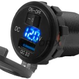 Adaptér, zapalovač cigaret -4 RIDE- 12V, USB 3.0 + voltmetr, 2 pinů - univerzální