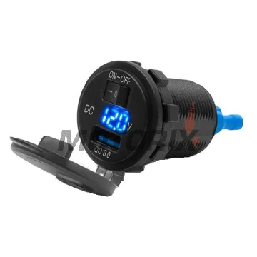 Adaptér, zapalovač cigaret -4 RIDE- 12V, USB 3.0 + voltmetr, 2 pinů - univerzální