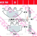 Brzdové destičky -TRW- MCB760SI, Adly 300-500cc ATV, Arctic Cat DVX 250, CPI XS 250, Kawasaki KVF Brute Force 300, Kymco KXR/MXU/Maxxer 250-700cc, Yamaha MT 125 & YZF-R125 125cc (2004-2018)