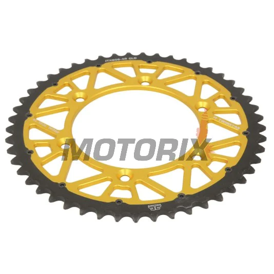 Zadní rozeta -JT- JTX808,49GLD, 49 zubů, zlatý, hybridní, Kawasaki KLX 400 2003, Suzuki DR 350 1990-1999, DR-Z 250 2001-2007, DR-Z 400 2000-2017, RM 100 1979-1982, RM 125 1983-2012, RM 250 1987-2012, RM-X 250 1989-2001, RM-X 450 2010-2019