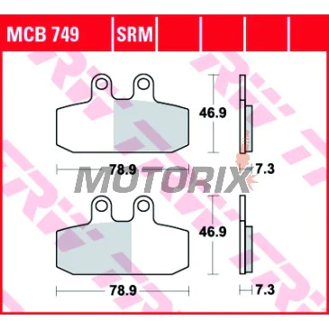 Brzdové destičky -TRW- MCB749SRM, sintrované, Aprilia Atlantic 500/500 Sprint (2002-2005)