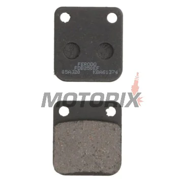 Brzdové destičky -FERODO- FDB250EF, Daelim Delfino/NS/Otello/S2/S-Five/History 50-250 1996-2010; Honda CG/CRF 125-150 2003-2016; Kawasaki Eliminator/KLX/KX/KVF/Prairie/Z 65-400 1997-2020; Suzuki DR 125/200 1985-2017; Yamaha YFM Big Bear 350 1999