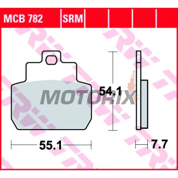 Brzdové destičky -TRW- MCB782, Piaggio/Vespa GTS 250/250ie/ABS (2005-2016), GTV 250/300 (2007-2014), MP3 125/125ie (2006-2008), X8 125/150/200/250/400 (2005-2008), X9 125/250 Evolution (2005-2008)