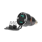 USB adaptér do zapalovače -4 RIDE- 12V, 2xUSB 3.0 + voltmetr - univerzální