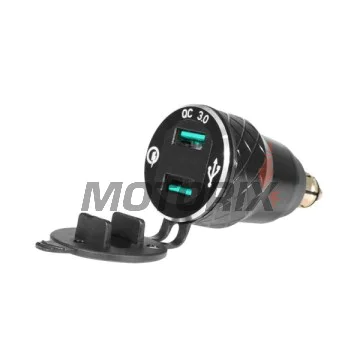 USB adaptér do zapalovače -4 RIDE- 12V, 2xUSB 3.0 + voltmetr - univerzální
